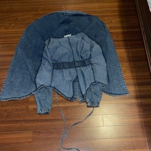 Casual Oversized Hood Belted Washed Denim Jacket Coat